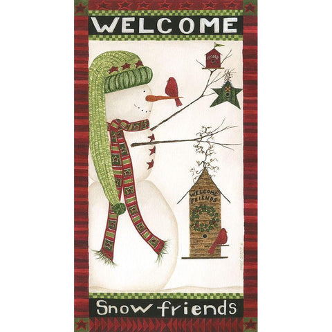 Welcome Snow Friends Black Modern Wood Framed Art Print with Double Matting by Shamp, Cindy