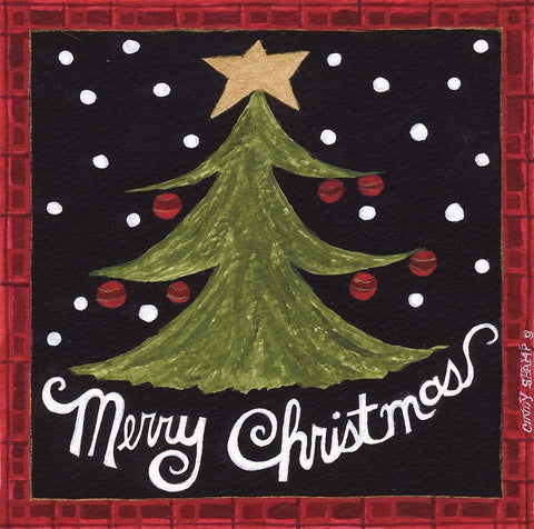 Merry Christmas White Modern Wood Framed Art Print with Double Matting by Shamp, Cindy