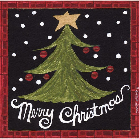 Merry Christmas Black Modern Wood Framed Art Print with Double Matting by Shamp, Cindy