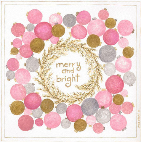 Merry and Bright Black Ornate Wood Framed Art Print with Double Matting by Shamp, Cindy