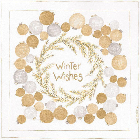 Winter Wishes Gold Ornate Wood Framed Art Print with Double Matting by Shamp, Cindy