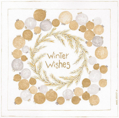 Winter Wishes Black Ornate Wood Framed Art Print with Double Matting by Shamp, Cindy