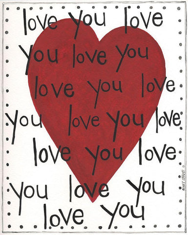 Love You White Modern Wood Framed Art Print with Double Matting by Shamp, Cindy