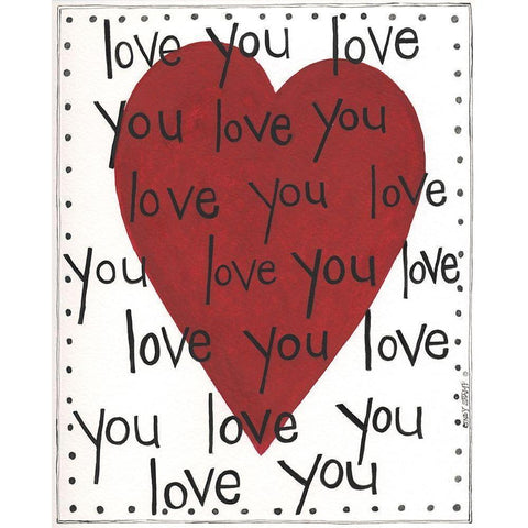 Love You Black Modern Wood Framed Art Print with Double Matting by Shamp, Cindy