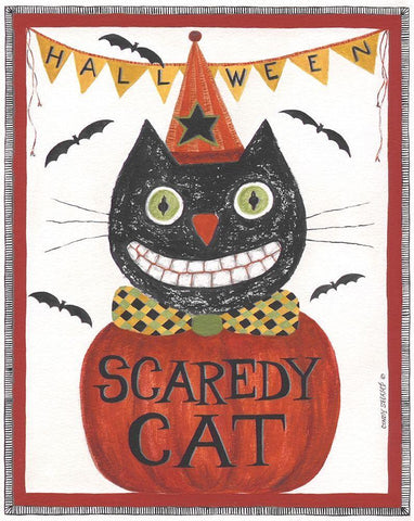 Scaredy Cat Black Ornate Wood Framed Art Print with Double Matting by Shamp, Cindy