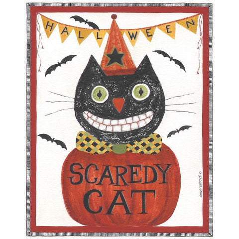Scaredy Cat Black Modern Wood Framed Art Print by Shamp, Cindy