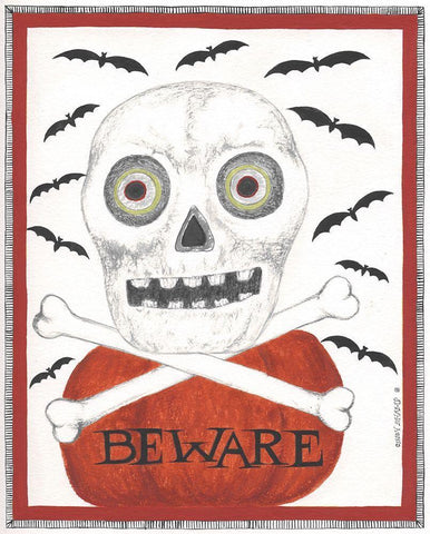 Beware White Modern Wood Framed Art Print with Double Matting by Shamp, Cindy