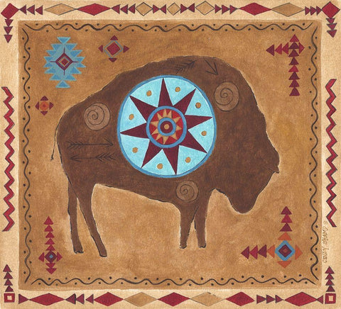 Desert Buffalo White Modern Wood Framed Art Print with Double Matting by Shamp, Cindy