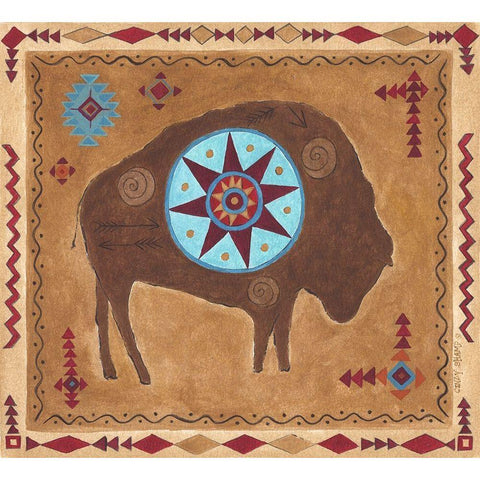 Desert Buffalo White Modern Wood Framed Art Print by Shamp, Cindy