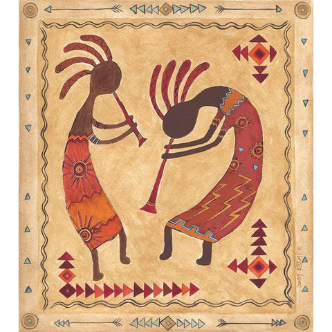 Kokopelli Black Modern Wood Framed Art Print by Shamp, Cindy