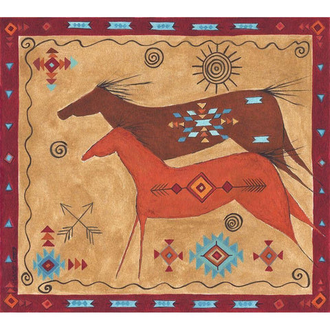 Desert Horses Black Modern Wood Framed Art Print with Double Matting by Shamp, Cindy