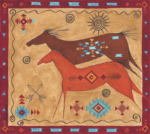 Desert Horses White Modern Wood Framed Art Print with Double Matting by Shamp, Cindy