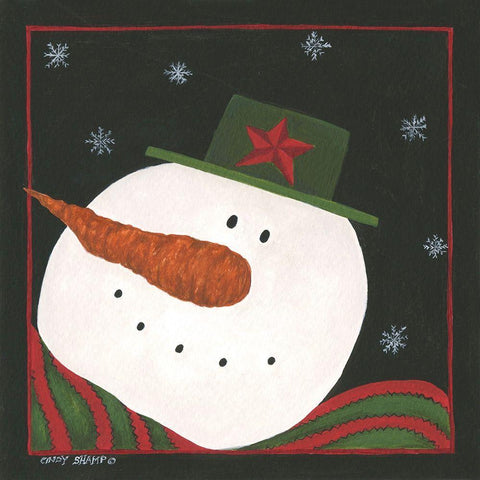 Snowman III White Modern Wood Framed Art Print with Double Matting by Shamp, Cindy