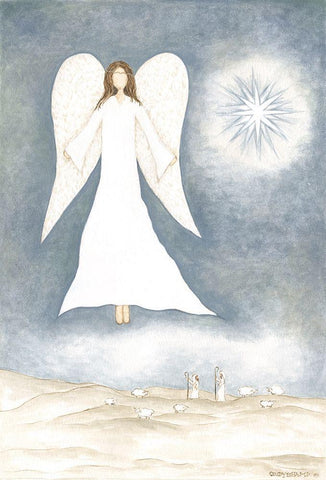 Angel White Modern Wood Framed Art Print with Double Matting by Shamp, Cindy