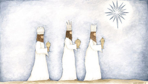 3 Kings White Modern Wood Framed Art Print with Double Matting by Shamp, Cindy