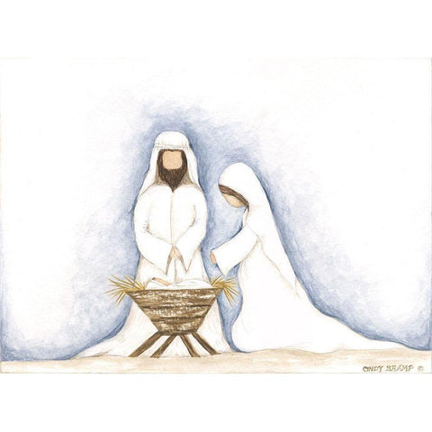 Jesus, Mary, Joseph Black Modern Wood Framed Art Print by Shamp, Cindy