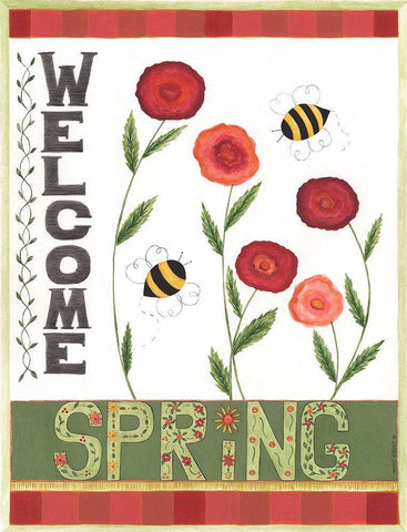 Welcome Spring II White Modern Wood Framed Art Print with Double Matting by Shamp, Cindy