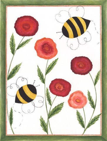 Busy Bees Black Ornate Wood Framed Art Print with Double Matting by Shamp, Cindy