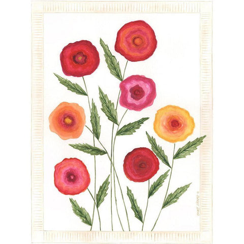 Bright Poppies I Gold Ornate Wood Framed Art Print with Double Matting by Shamp, Cindy