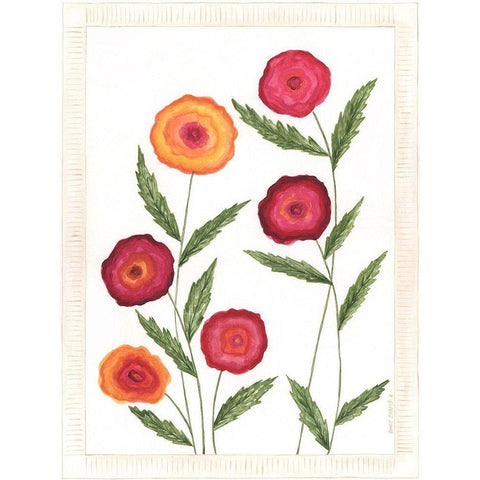 Bright Poppies II Gold Ornate Wood Framed Art Print with Double Matting by Shamp, Cindy