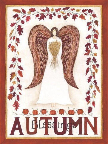 Autumn Blessings Black Ornate Wood Framed Art Print with Double Matting by Shamp, Cindy