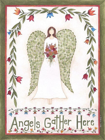 Angels Gather Black Ornate Wood Framed Art Print with Double Matting by Shamp, Cindy