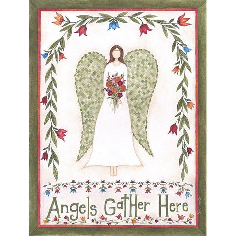 Angels Gather White Modern Wood Framed Art Print by Shamp, Cindy