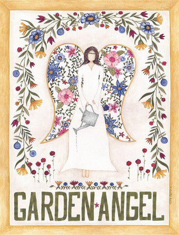 Garden Angel White Modern Wood Framed Art Print with Double Matting by Shamp, Cindy