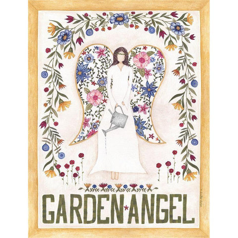 Garden Angel Black Modern Wood Framed Art Print with Double Matting by Shamp, Cindy
