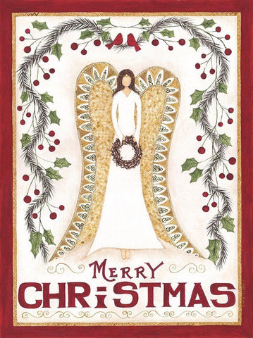 Christmas Angel Black Ornate Wood Framed Art Print with Double Matting by Shamp, Cindy