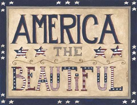 America the Beautiful White Modern Wood Framed Art Print with Double Matting by Shamp, Cindy