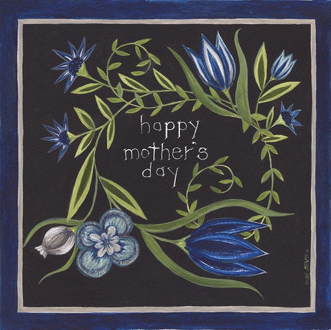 Blue Flowers II Black Ornate Wood Framed Art Print with Double Matting by Shamp, Cindy