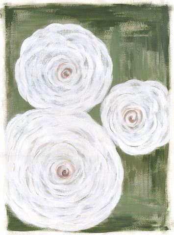 Big White Flowers I Black Ornate Wood Framed Art Print with Double Matting by Shamp, Cindy