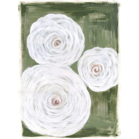 Big White Flowers I Gold Ornate Wood Framed Art Print with Double Matting by Shamp, Cindy