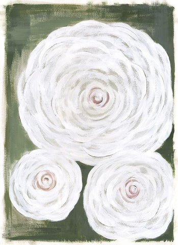Big White Flowers II White Modern Wood Framed Art Print with Double Matting by Shamp, Cindy