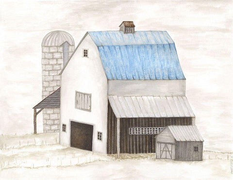 Barn I Black Ornate Wood Framed Art Print with Double Matting by Shamp, Cindy
