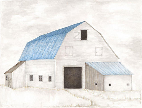 Barn III White Modern Wood Framed Art Print with Double Matting by Shamp, Cindy