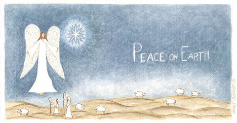Peace on Earth Angel White Modern Wood Framed Art Print with Double Matting by Shamp, Cindy