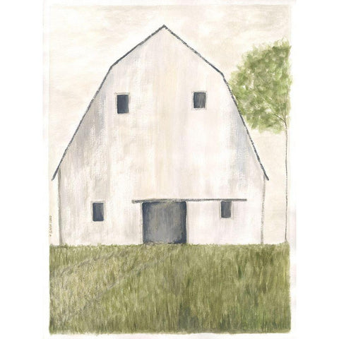 White Barn I Black Modern Wood Framed Art Print with Double Matting by Shamp, Cindy