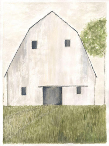 White Barn I White Modern Wood Framed Art Print with Double Matting by Shamp, Cindy