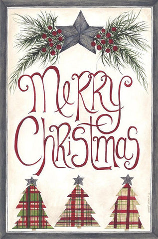 Merry Christmas White Modern Wood Framed Art Print with Double Matting by Shamp, Cindy