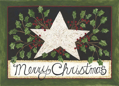 Merry Christmas Star White Modern Wood Framed Art Print with Double Matting by Shamp, Cindy