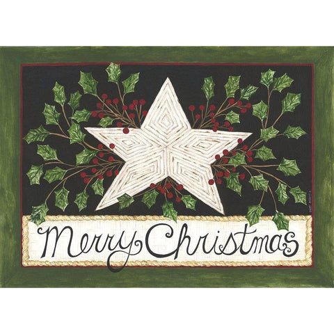 Merry Christmas Star Black Modern Wood Framed Art Print by Shamp, Cindy