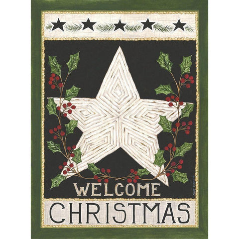 Welcome Christmas Star Black Modern Wood Framed Art Print with Double Matting by Shamp, Cindy