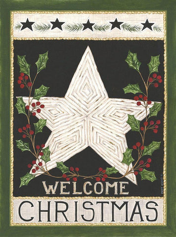 Welcome Christmas Star Black Ornate Wood Framed Art Print with Double Matting by Shamp, Cindy