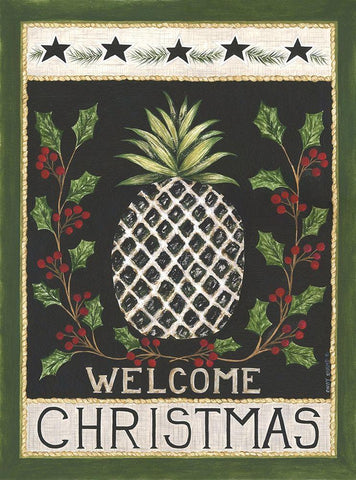 Welcome Christmas Black Ornate Wood Framed Art Print with Double Matting by Shamp, Cindy