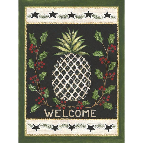Welcome Pineapple White Modern Wood Framed Art Print by Shamp, Cindy
