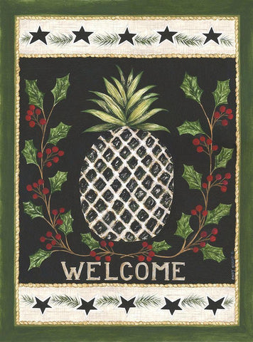 Welcome Pineapple Black Ornate Wood Framed Art Print with Double Matting by Shamp, Cindy