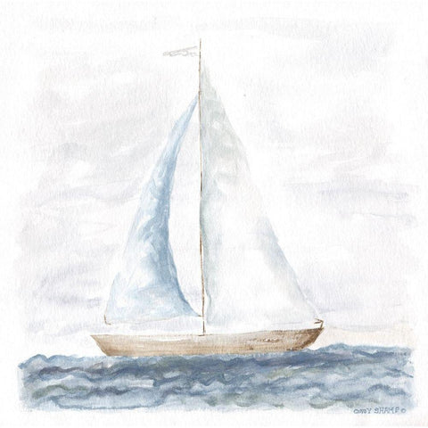 Nantucket Ship III Gold Ornate Wood Framed Art Print with Double Matting by Shamp, Cindy