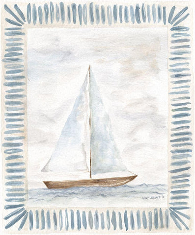 Sailboat Black Ornate Wood Framed Art Print with Double Matting by Shamp, Cindy